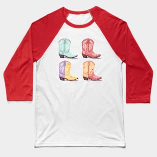 Cute Pastel Preppy Cowgirl Boots Baseball T-Shirt